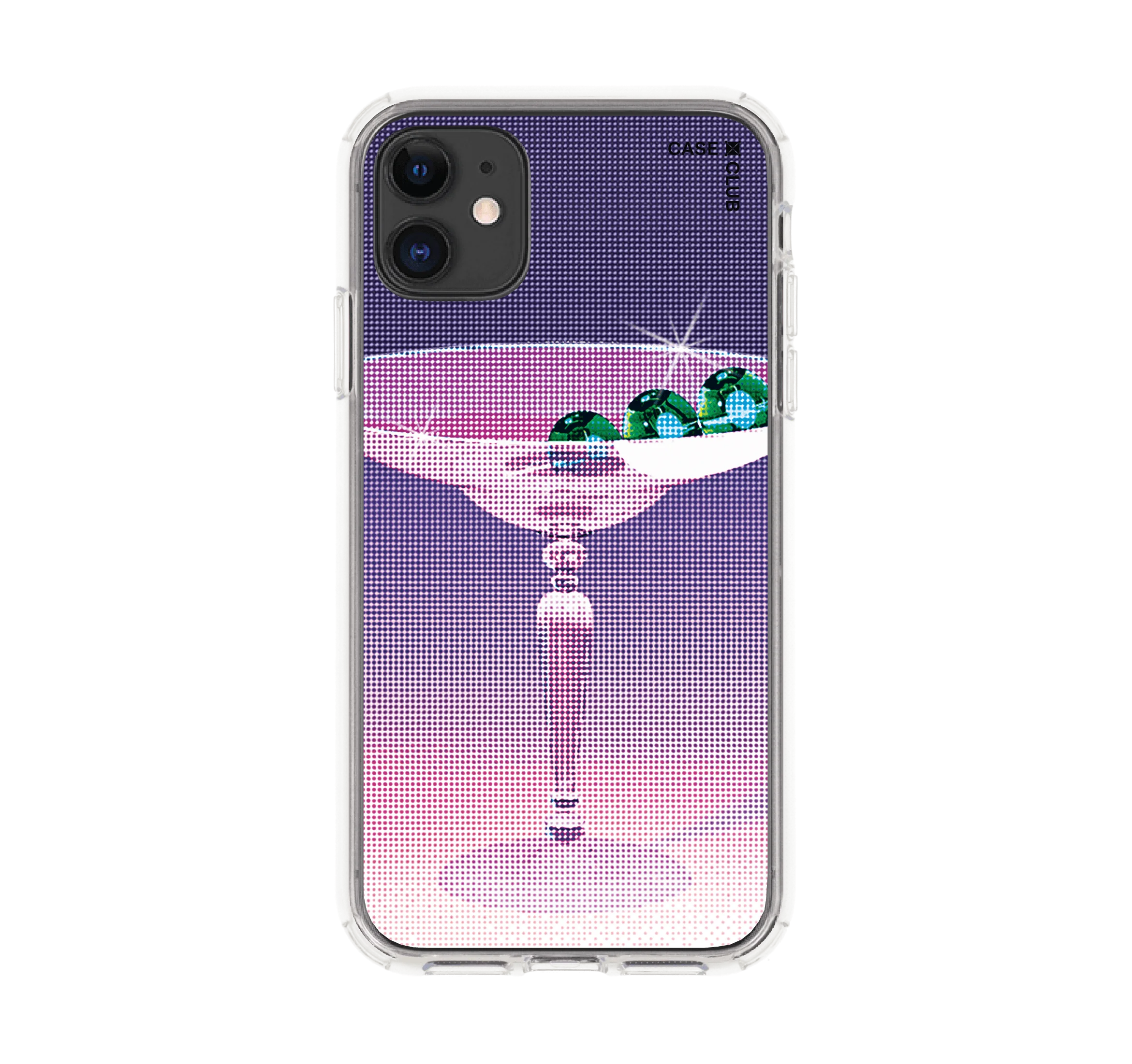 halftone cocktail glass